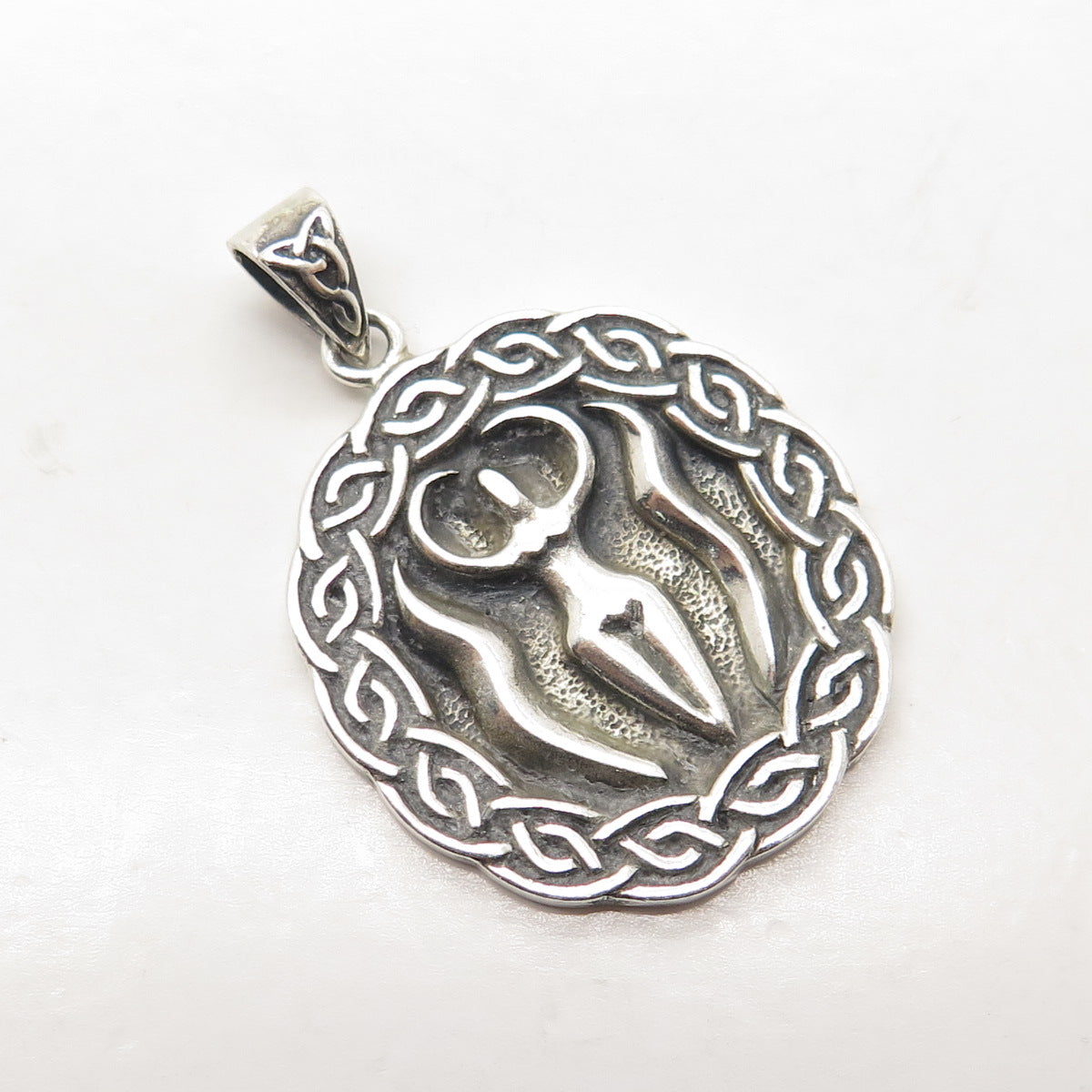 PETER STONE 925 Sterling Silver Vintage Nile River Goddess Celtic Pendant