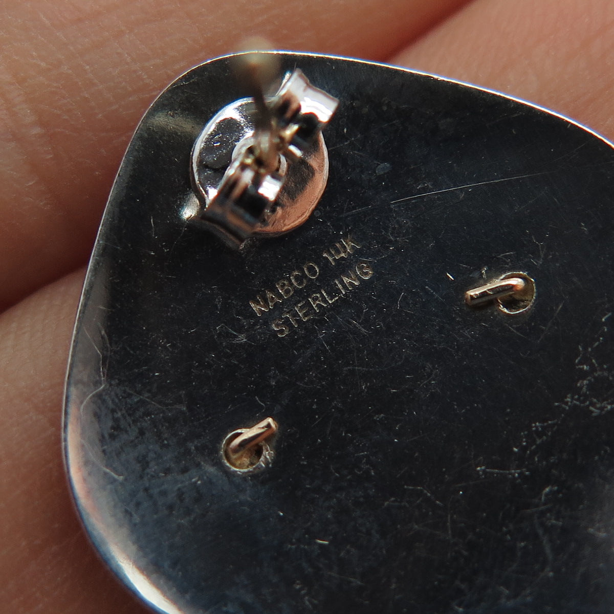 NABCO 925 Sterling Silver 14K Gold Vintage Modernist Earrings