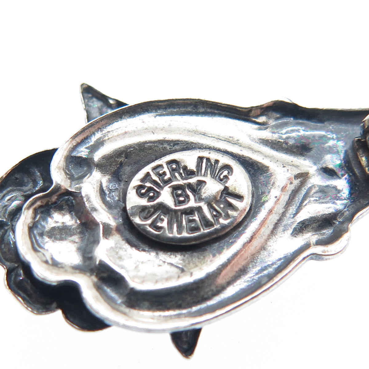 JEWELART 925 Sterling Silver Antique Art Deco Rose Flower Spoon Pin Brooch