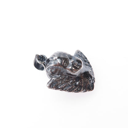 925 Sterling Silver Vintage Cherub Oxidized Minimalist Charm Pendant