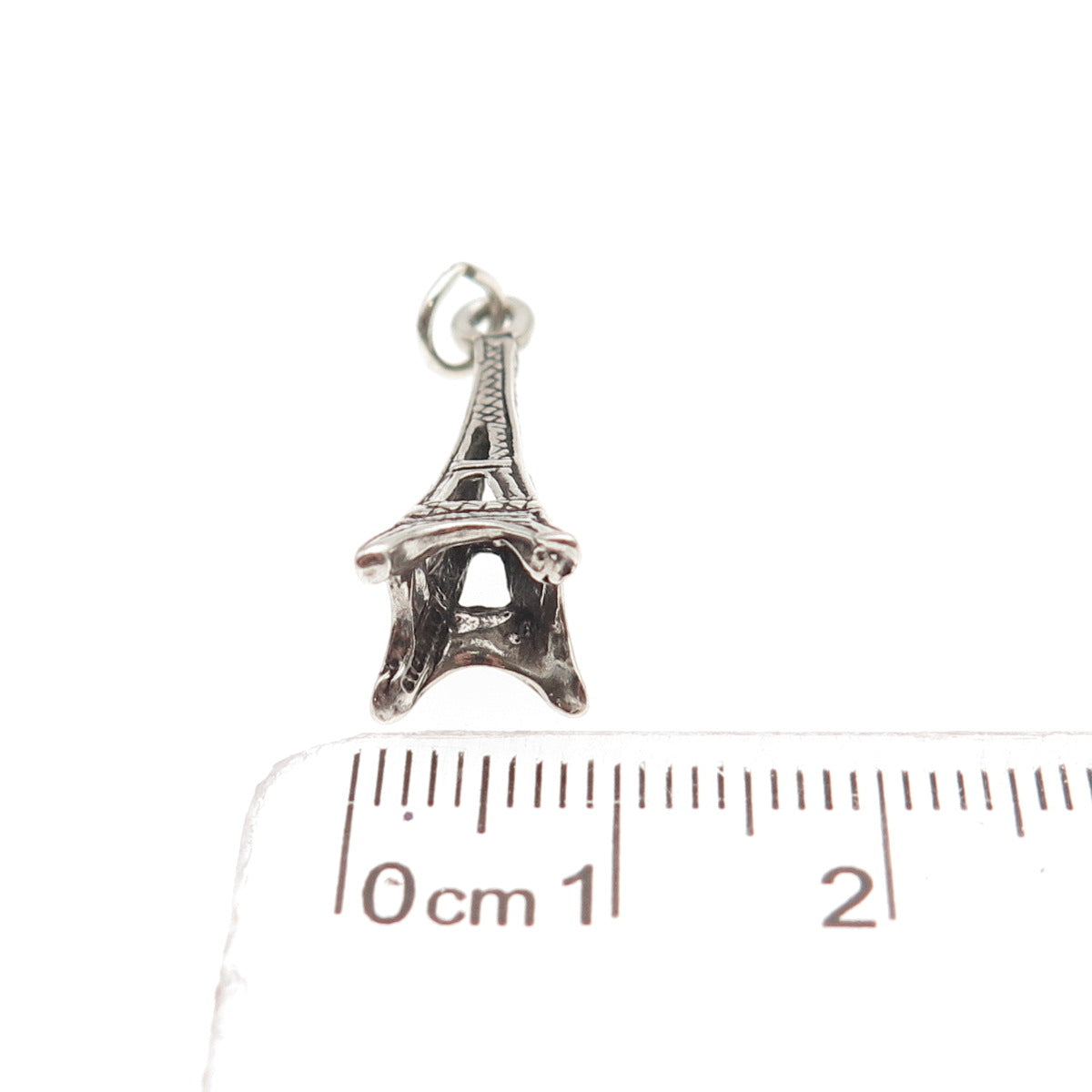 925 Sterling Silver Vintage Eiffel Tower Oxidized 3D Charm Pendant