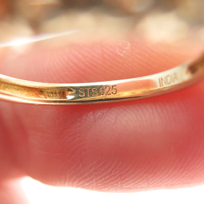 CHUCK CLEMENCY 925 Sterling Silver Gold Plated Real Yellow Topaz Ring Size 6.25