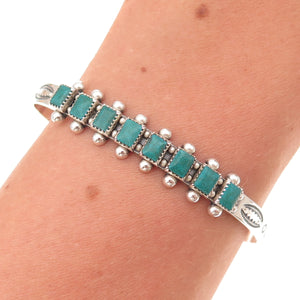 Old Pawn 925 Sterling Silver Vintage Kingman Turquoise Adjustable Bracelet 5.75"