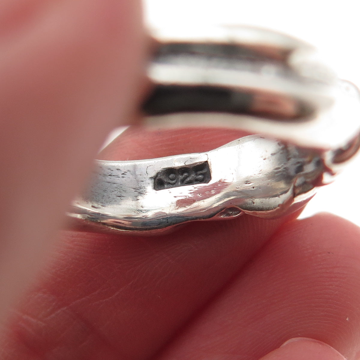 Laurent Leger 925 Sterling Silver Vintage Modernist Oxidized Band Ring Size 7.5