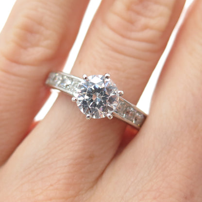 925 Sterling Silver Round-Cut C Z Engagement Ring Size 6