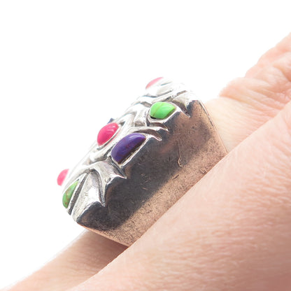 BARSE Sterling Silver Vintage Real Turquoise Sugilite & Tourmaline Ring Size 7.5
