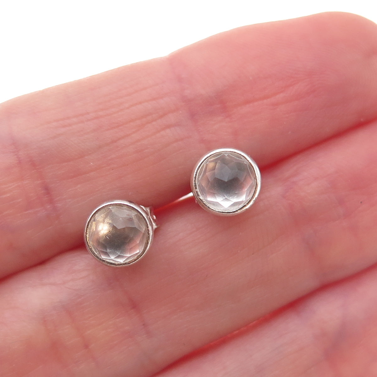 Pandora 925 Sterling Silver Clear Crystal April Birthstone Droplet Stud Earrings