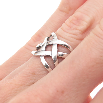925 Sterling Silver Vintage Woven Oxidized Ring Size 5