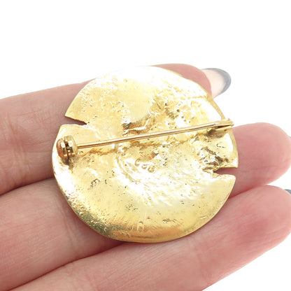 800 Silver Gold Plated Vintage Roman Coin Pin Brooch