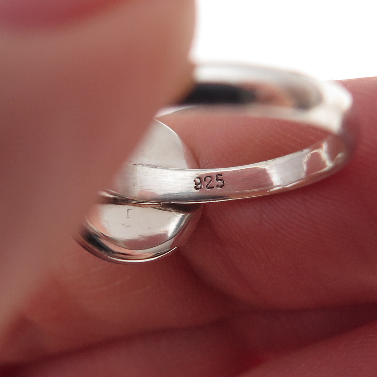 925 Sterling Silver Vintage Real Cabochon Hematite Ring Size 5.75