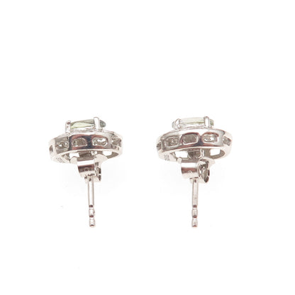 Chuck Clemency 925 Sterling Silver Real Green Amethyst Stud Earrings