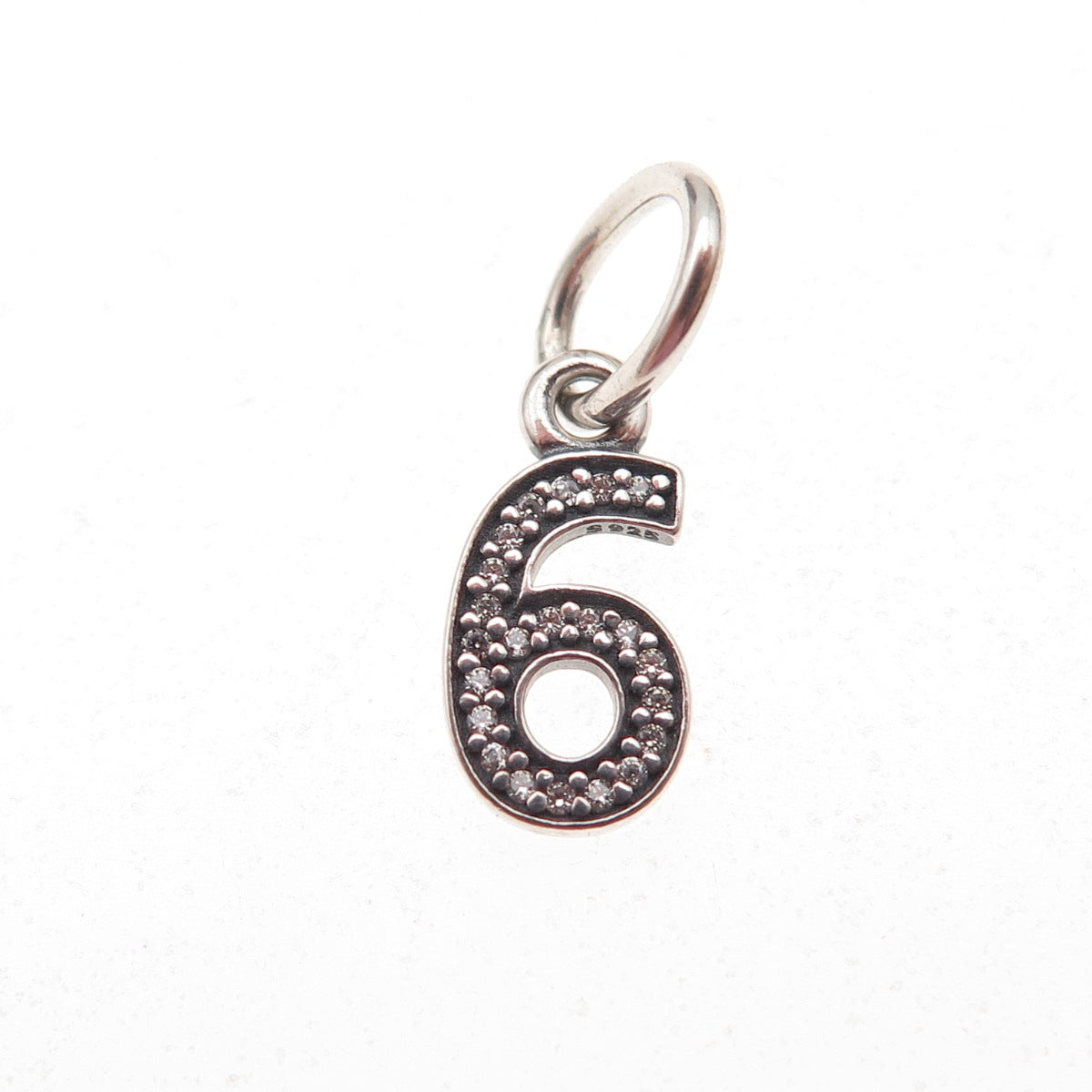 Pandora 925 Sterling Silver C Z Lucky Number 6 SET of 3 Charm Pendants
