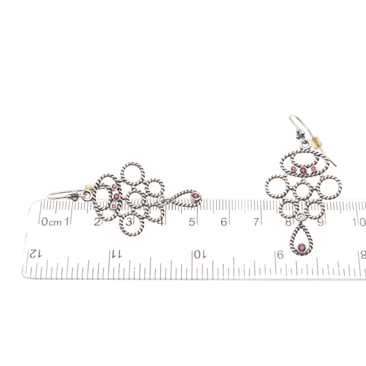 Pandora 925 Sterling Silver Real Amethyst Romance Dangle Earrings