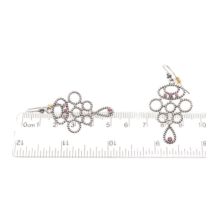 Pandora 925 Sterling Silver Real Amethyst Romance Dangle Earrings