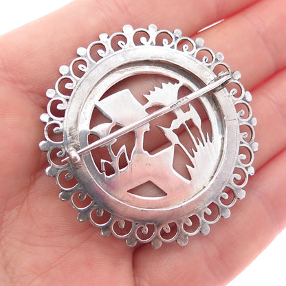 800 Silver Vintage Egypt Storyteller Pharaoh Oxidized Pin Brooch