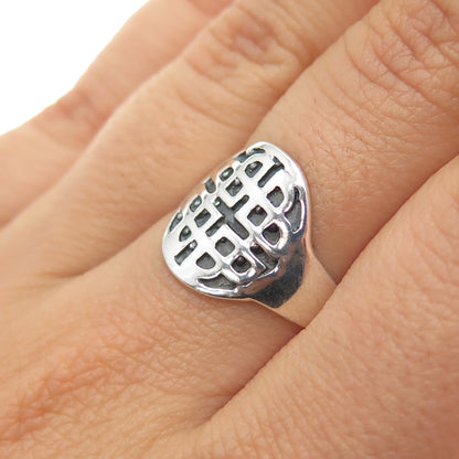 925 Sterling Silver Vintage Celtic Knot Oxidized Ring Size 7.25