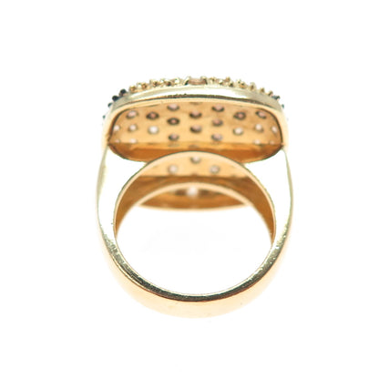 ROSS SIMONS Sterling Silver Gold Plated Cognac & Champagne C Z Ring Size 5.25