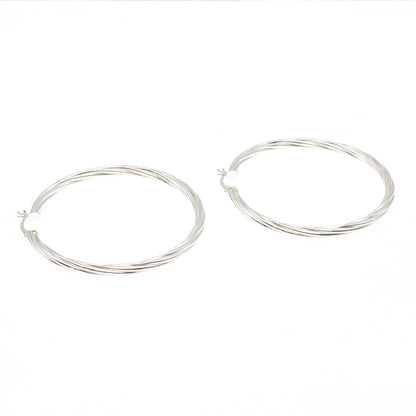 925 Sterling Silver Twisted Hoop Earrings