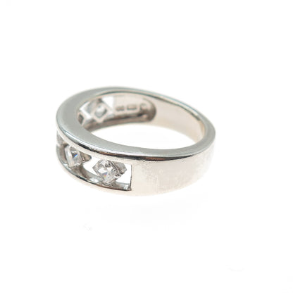 925 Sterling Silver Princess-Cut C Z Half Eternity Band Ring Size 7