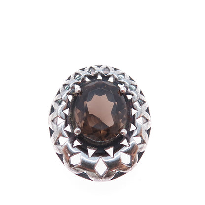 CLYDE DUNEIER CID 925 Sterling Vintage Real Smoky Quartz Oxidized Slide Pendant