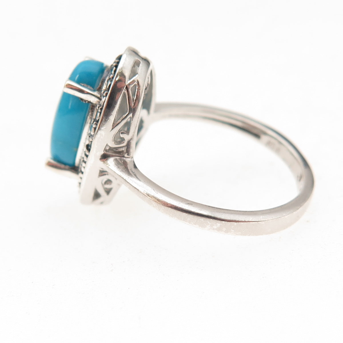 Chuck Clemency 925 Sterling Silver Real Blue Diamond & Turquoise Ring Size 5.75