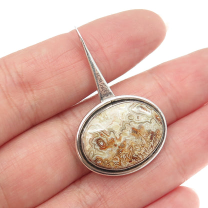 925 Sterling Silver Vintage Real Picture Jasper Gemstone Pendant