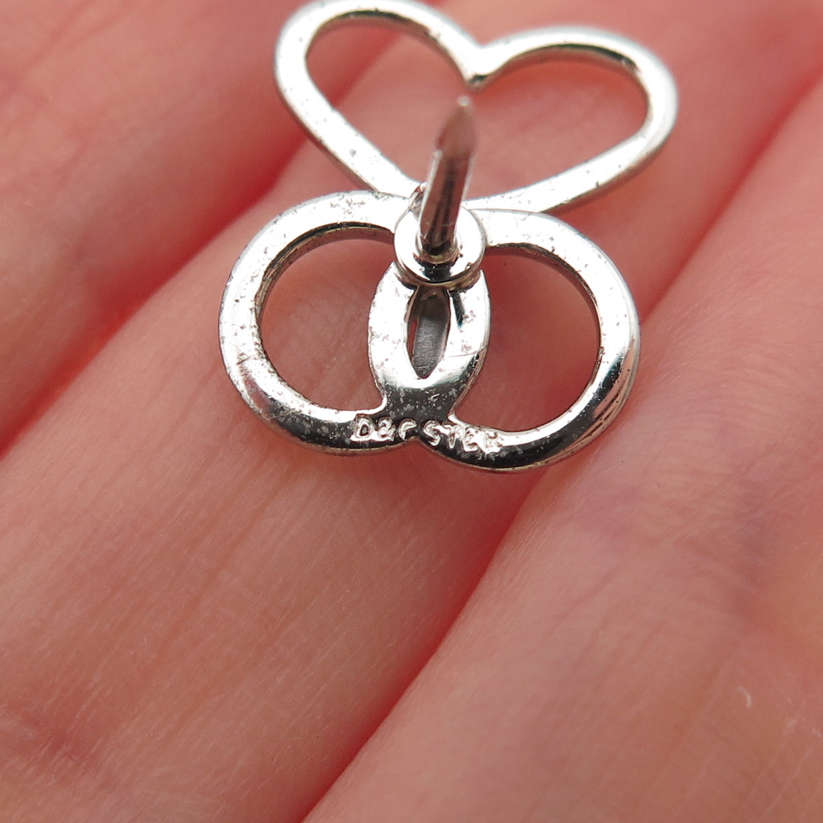 Dieges & Clust 925 Sterling Silver Vintage Unity Heart Cross Tie Tack Lapel Pin