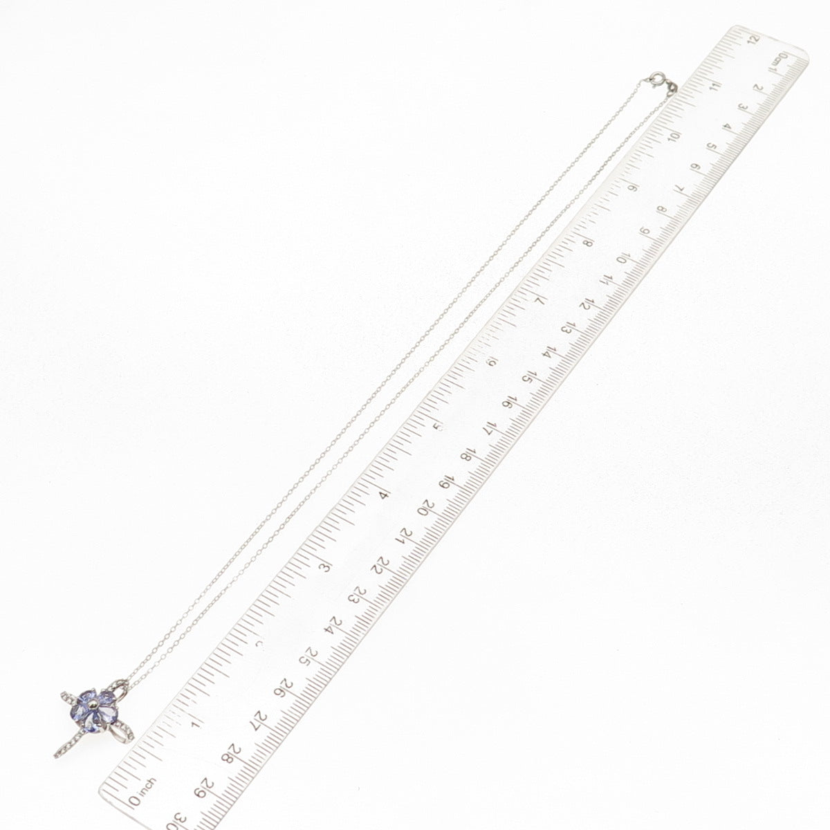 Chuck Clemency 925 Sterling Silver Real Tanzanite White Topaz Cross Necklace 20"