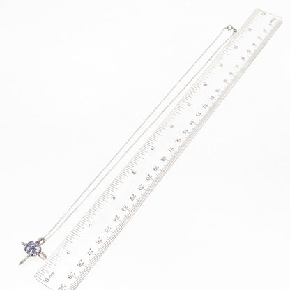 Chuck Clemency 925 Sterling Silver Real Tanzanite White Topaz Cross Necklace 20"