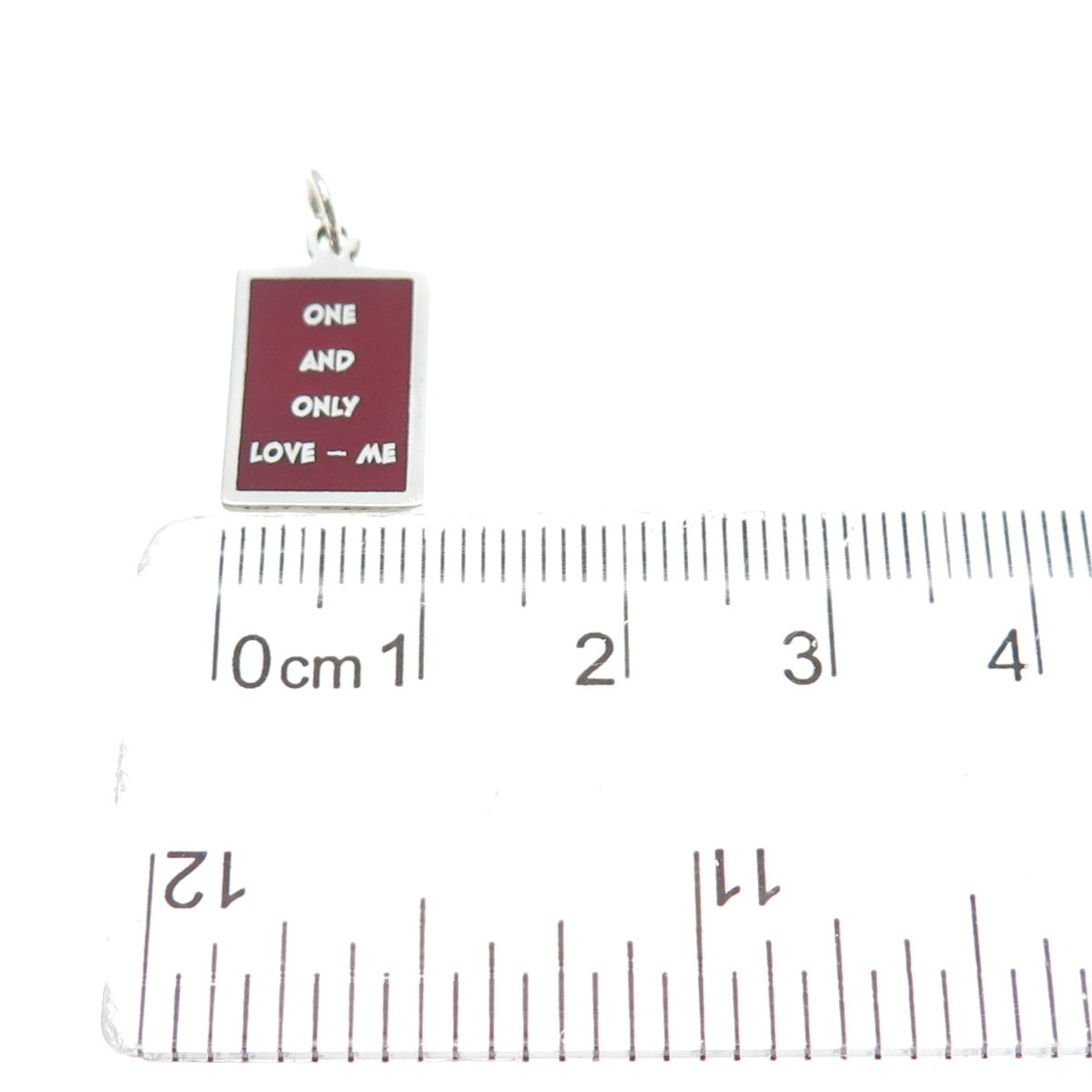 925 Sterling Silver Red Enamel One & Only Love - Me Minimalist Charm Pendant