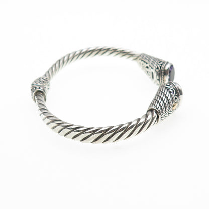 Samuel Benham Sterling 18K Gold Vintage Real Amethyst Adjustable Bracelet 6.5"