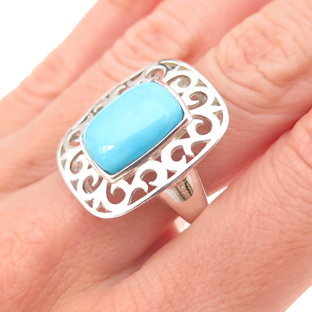 Tehya Oyama 925 Sterling Silver Real Sleeping Beauty Turquoise Ring Size 8