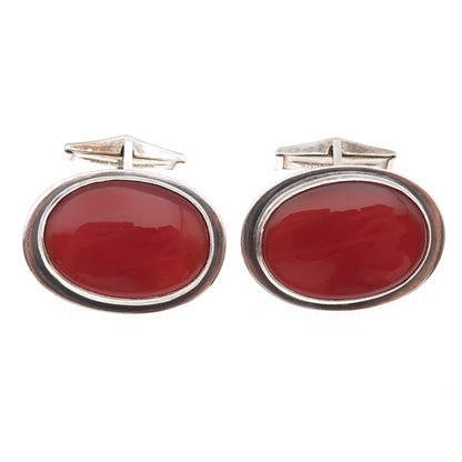The Silversmith 925 Sterling Silver Vintage Real Carnelian Oxidized Cufflinks