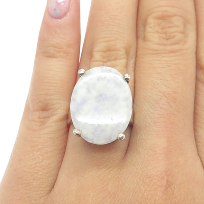 925 Sterling Silver Vintage Real Lepidolite Gemstone Ring Size 6.5