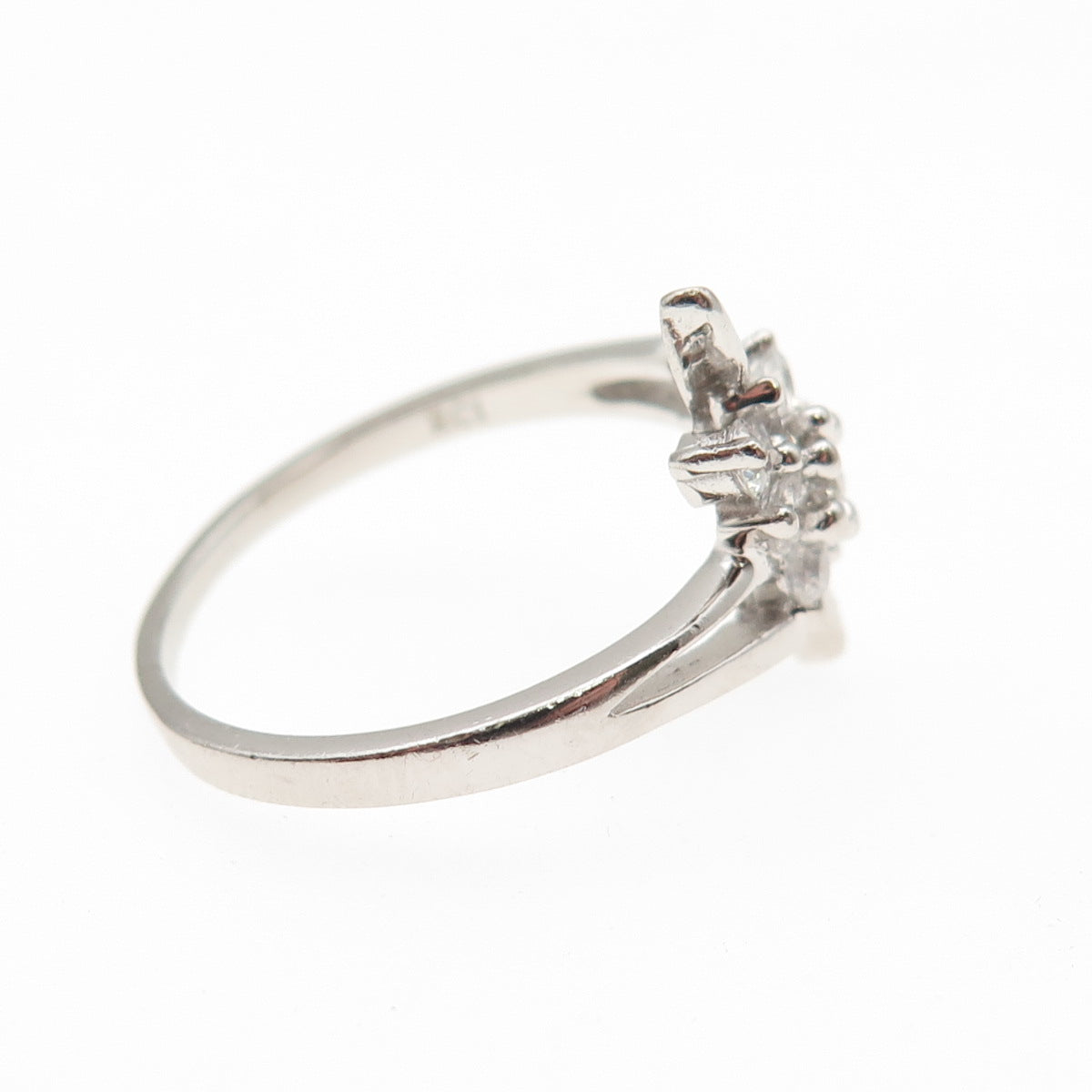 925 Sterling Silver Round-Cut C Z Bypass Ring Size 6