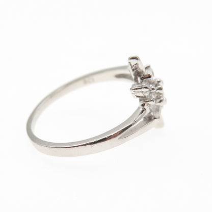 925 Sterling Silver Round-Cut C Z Bypass Ring Size 6