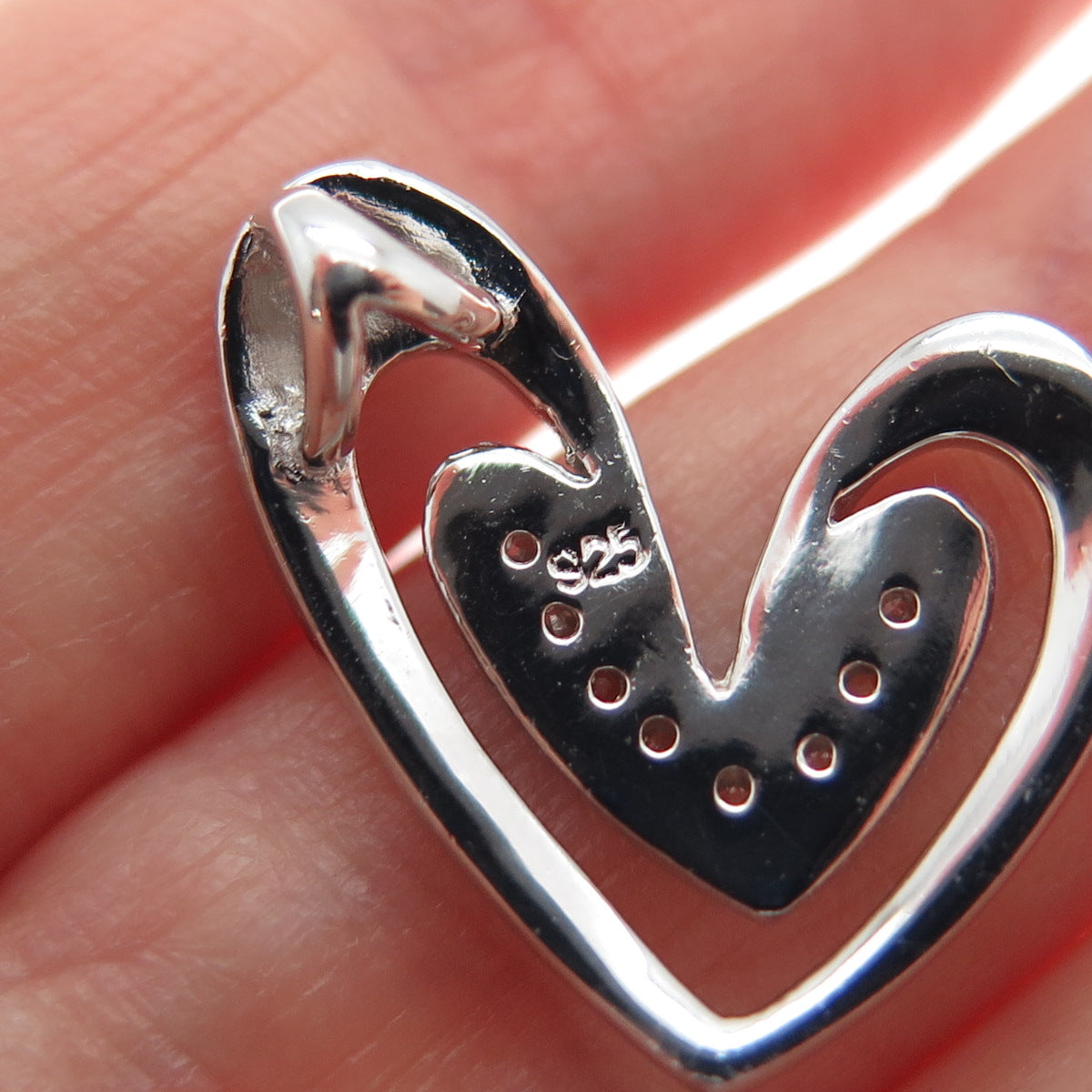 925 Sterling Silver Round-Cut C Z Heart Minimalist Slide Pendant