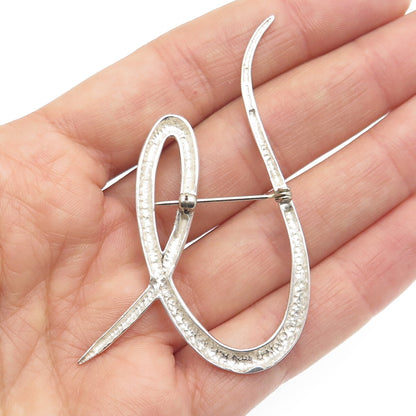 925 Sterling Silver Vintage Modernist Letter "U" Alphabet Pin Brooch