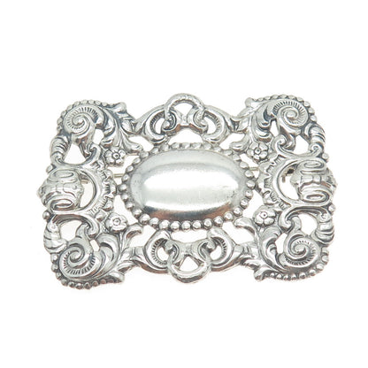 MICHELE 925 Sterling Silver Antique Art Deco Repousse Orante Pin Brooch