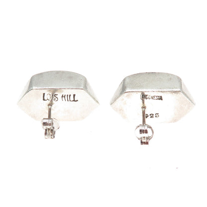 LOIS HILL Sterling Silver Vintage Granulated Signature Scroll Oxidized Earrings