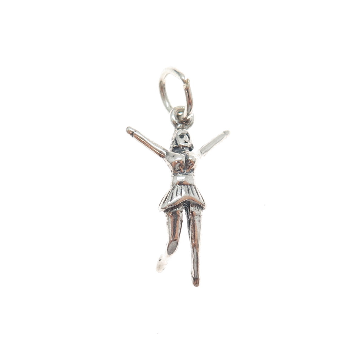 925 Sterling Silver Vintage Cheerleader Minimalist 3D Charm Pendant
