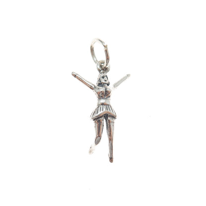 925 Sterling Silver Vintage Cheerleader Minimalist 3D Charm Pendant