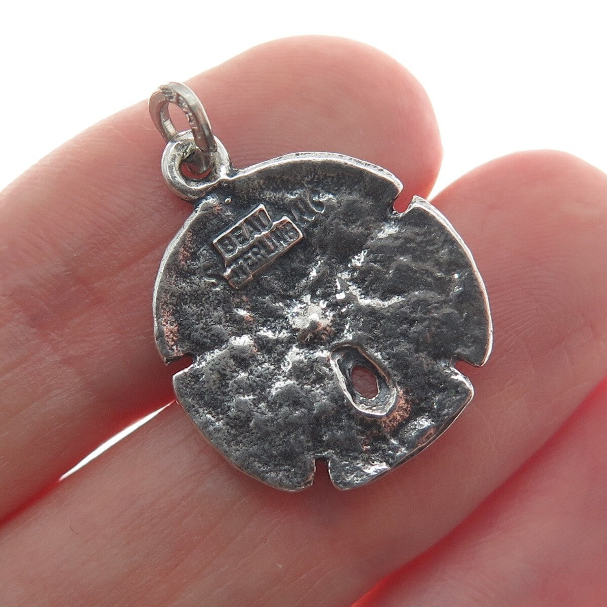 BEAU 925 Sterling Silver Vintage Sand Dollar Oxidized Minimalist Charm Pendant