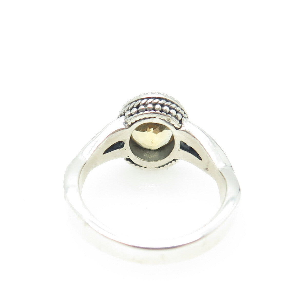 DOUG PAULUS 925 Sterling Silver Vintage Real Citrine Granulated Ring Size 6.25