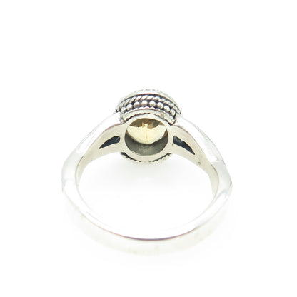 DOUG PAULUS 925 Sterling Silver Vintage Real Citrine Granulated Ring Size 6.25