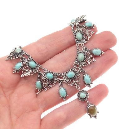 800 Silver Antique Austro-Hungarian Real Turquoise Necklace 16" (missing links)