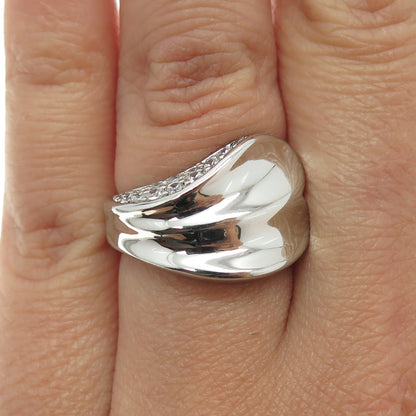 925 Sterling Silver Round-Cut C Z Modernist Petal Ring Size 6