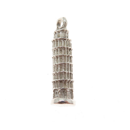 800 Silver Vintage Tower of Pisa 3D Charm Pendant