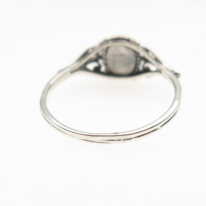 925 Sterling Silver Vintage Real Black & White Onyx Yin Yang Ring Size 8