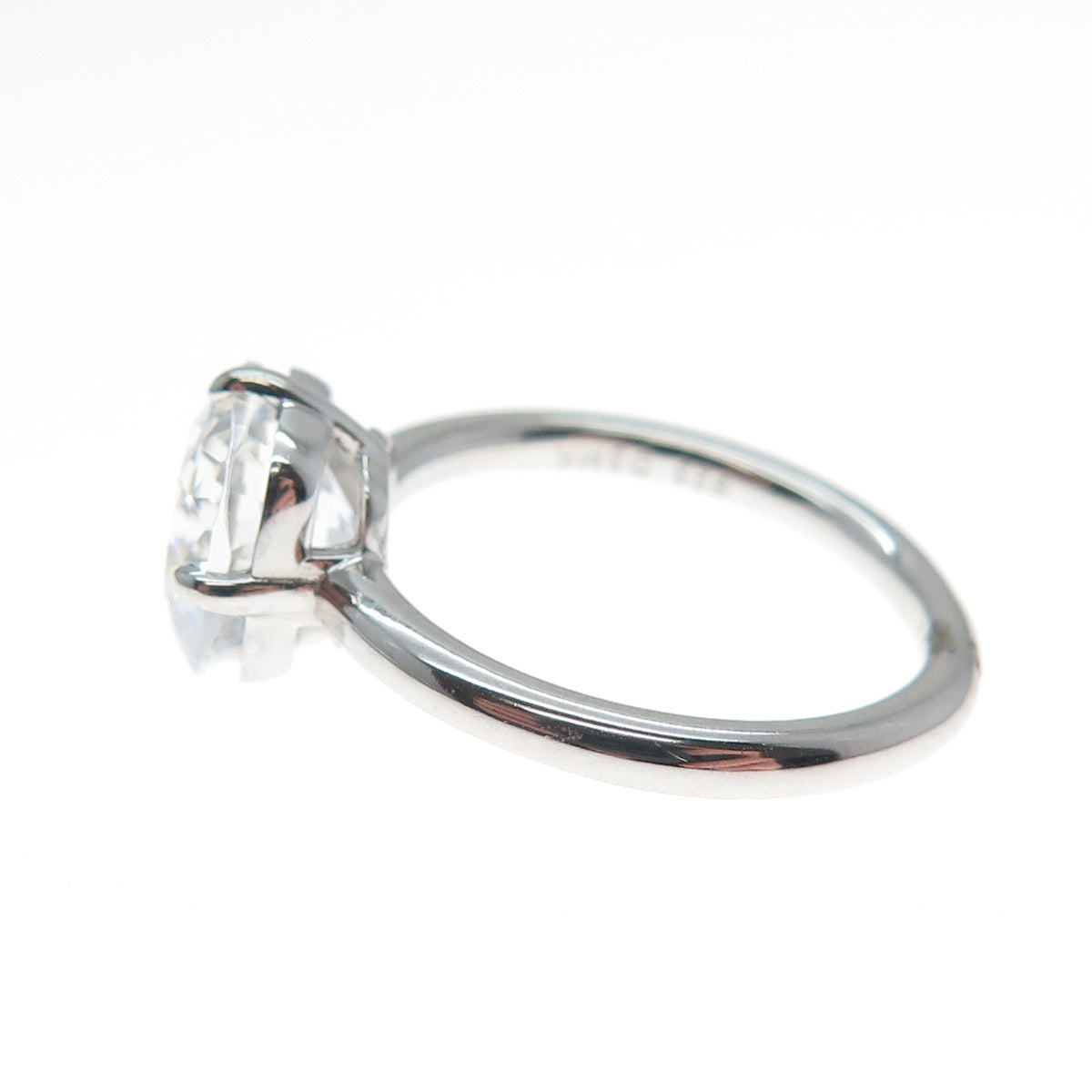 DSMK 925 Sterling Silver Cushion-Cut Shaped C Z Engagement Ring Size 7.25